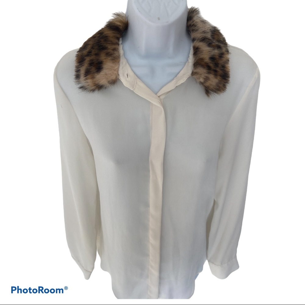 ZARA Faux Fur Collared Top